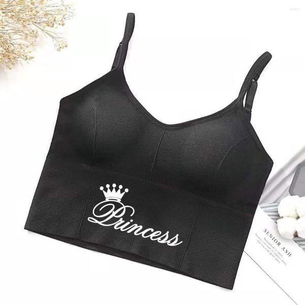 Tanques femininos em forma de U Tubo de sutiã em forma de U Top Mulheres Princesa Letras Imprima Lingerie Sexy Sports Fashion Street