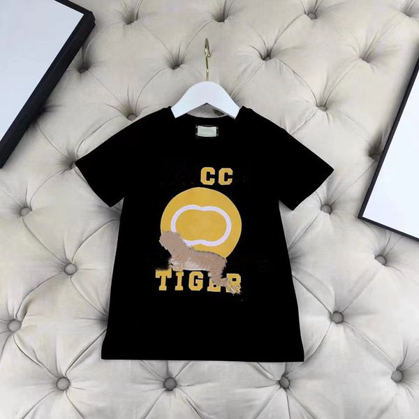 CRIANÇAS LETRAS DESIGN Camisetas camisetas de manga curta Tops meninos meninos crianças coloridas Bordado padrão camisetas Pullover 90-160cm Idade 2-12t