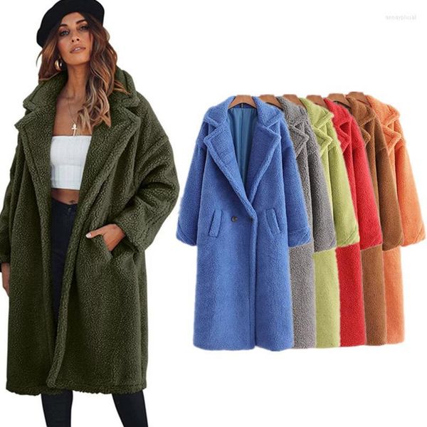 Lana da donna Miscele da donna 2023 Moda autunno e inverno Pelo di agnello Cappotto di orsacchiotto con risvolto di media lunghezza Giacca di cashmere calda Spessa