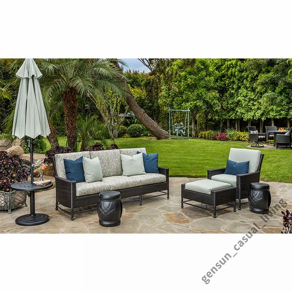 Gensun Outdoor Garden Furniture Sets com sofá de cadeira de lounge de tecido e otomano sem almofada