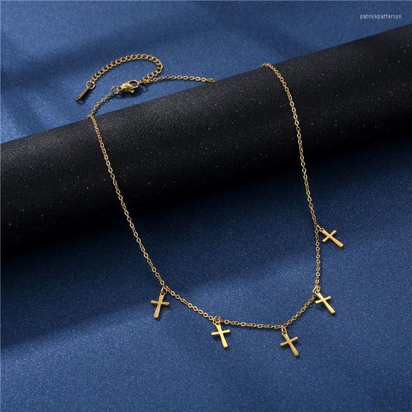 Colares pendentes de femme metal de metal dourado Jesus Cruz Colar Chain de aço inoxidável para homens Mulheres jóias de hip hop