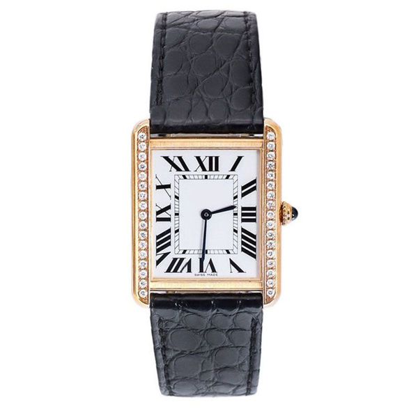 Rose Gold Square Quartz Assista A amantes da moda Homens Mulheres assistem a relógios de pulso prateados para homens Ladies Valentine Gift DropShipping Luxury Leather Business Dhgate