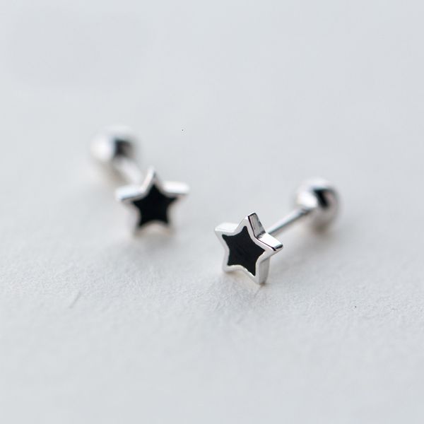 Stud mloveacc sevimli siyah yıldız 925 Sterling Gümüş Vidalı Küpe Kadın Çocuk Çocukları Çocuk Mücevherleri Orecchini Aretes 230325