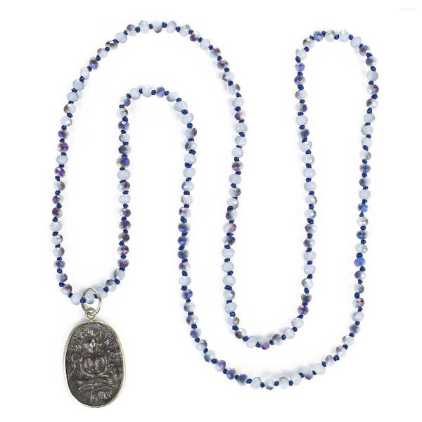 Collane con ciondolo KELITCH Fashion Handmade Unisex Jewelry Stone Beads Strand Charm Collana con Buddha placcato argento Accessori da uomo