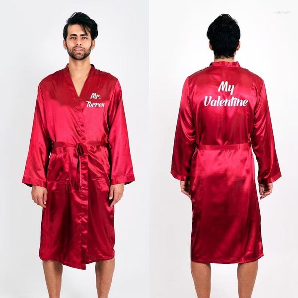 Herren-Nachtwäsche, Mr. Custom Robe, Bräutigam-Satin-Roben, personalisiertes Herren-Trauzeugen-Geschenk für Flitterwochen-Hochzeits-Dressing