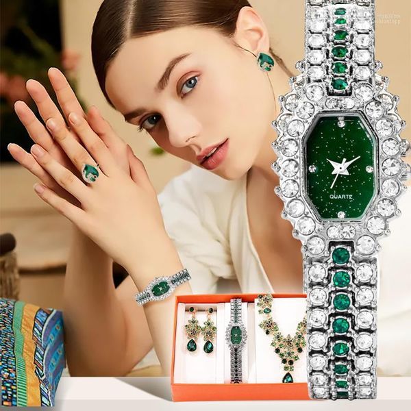 Relógios de Mulher relógios de pulso Conjunto 2023 Conjuntos de jóias de cristal para namorada Gifts Women Quartz Relógios Brincos de ChristmasWristwatches Iris22