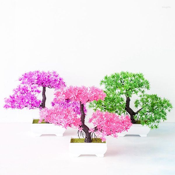 Flores decorativas Plum Blossom Simulation Plant Artificial Emputial Tree Bonsai Plants Fake Ornament Home Garden Decor Decoração de casamento