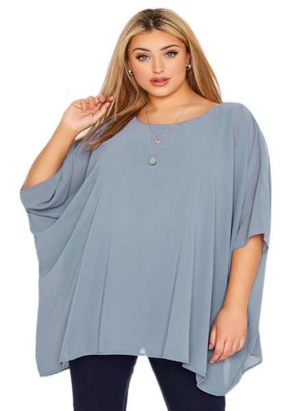 Damen Plus Size TShirt Plus Size Sommer Frühling Elegante Chiffonbluse Frauen Fledermausärmel Lose Oversize Tunika Tops Große Größe Cape Bluse T Shirt 5XL 230325