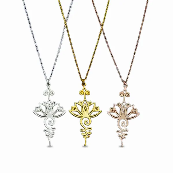 Anhänger Halskette Gold Spliver Farbe Lotus für Frauen Vintage Blumen Halskette ein Stück Frauenhals Kette Choker Schmuckgeschenkpendant