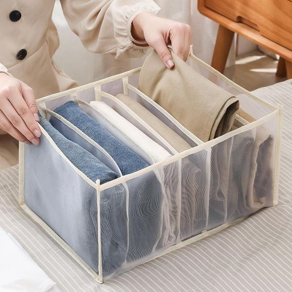 Roupas Caixa de jeans de guarda -roupa de armazenamento com compartimentos meias roupas cuecas gavetas organizadoras Divisão Divisão de gaveta Dividercro