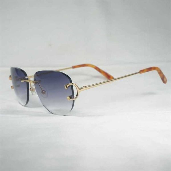 Lüks Tasarımcı Yüksek kaliteli güneş gözlüğü% 20 indirim vintage tel rimless erkekler oval gözlük yaz metal çerçeve oculos gafas