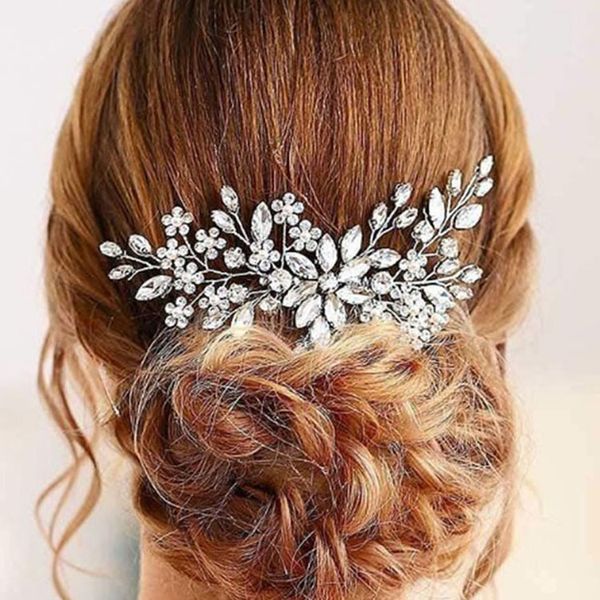 Glitzernde Braut-Kopfbedeckung, Haarkämme, Kopfschmuck, silberner Strassstein, Bräute, Frisur, Party, Abschlussball, Haarschmuck, Hochzeitsschmuck, modische Tiaras für Frauen