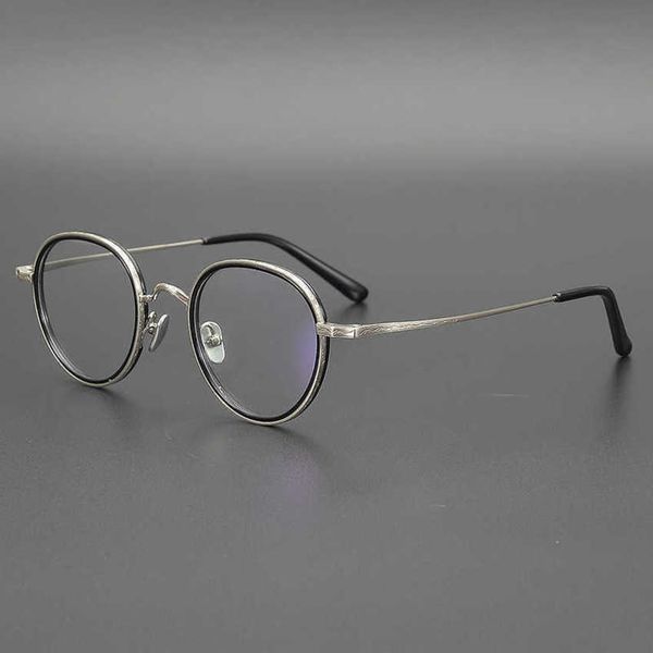 En iyi lüks tasarımcı güneş gözlüğü% 20 indirim Japon el yapımı fengling çim oyma saf titanyum gözlükleri cumhuriyet Çin tarzı xu zhimo küçük yuvarlak çerçeve