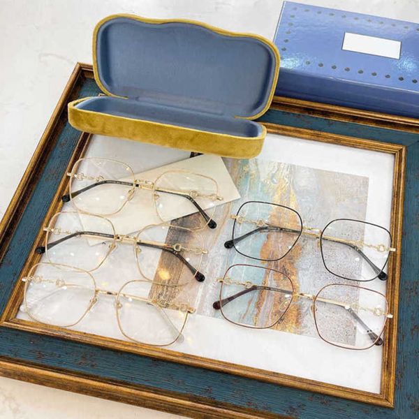 Роскошные дизайнерские новые высококачественные солнцезащитные очки для всей семьи, коробка с пряжкой и плоской линзой, металлические простые очки богини Ni 0883, которые можно сочетать с градусами