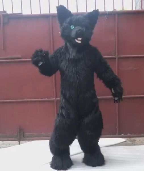 Furry Mascot Black Wolf Husky Dog Cat Fox Prop Set di abbigliamento Fursuit Halloween Xmas Easter Festival Adult