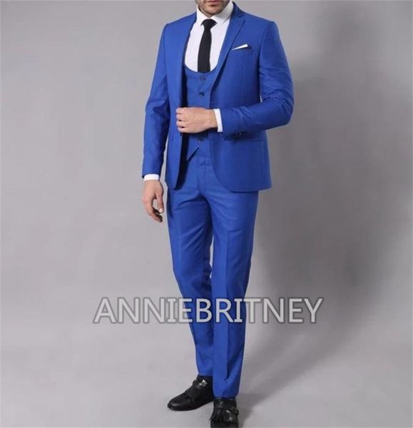 Erkekler Suits Blazers Moda Düğün Takım Erkekler Mavi Slim Fit 2 Parça (Blazer Pant) Özel Yapımı Artı Boyut Boyutu Resmi Adam Partisi Tuxedo Set