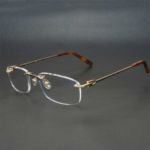 Luxus-Designer neue Herren- und Damen-Sonnenbrillen 20% Rabatt auf quadratische Metallrahmen mit klarem Rahmen für Männer und Frauen, randlose Brille, optischer Rahmen, Brille für Computer 9011