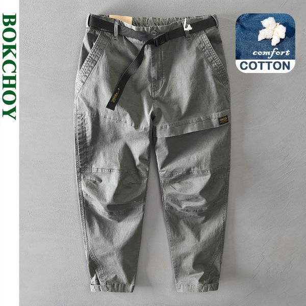 Erkek Pantolon Sonbahar ve Kış Erkekler Pamuk Renk Gevşek Safi Stil Cep Ordusu Yeşil İş Giysileri GML04 Z331 230325
