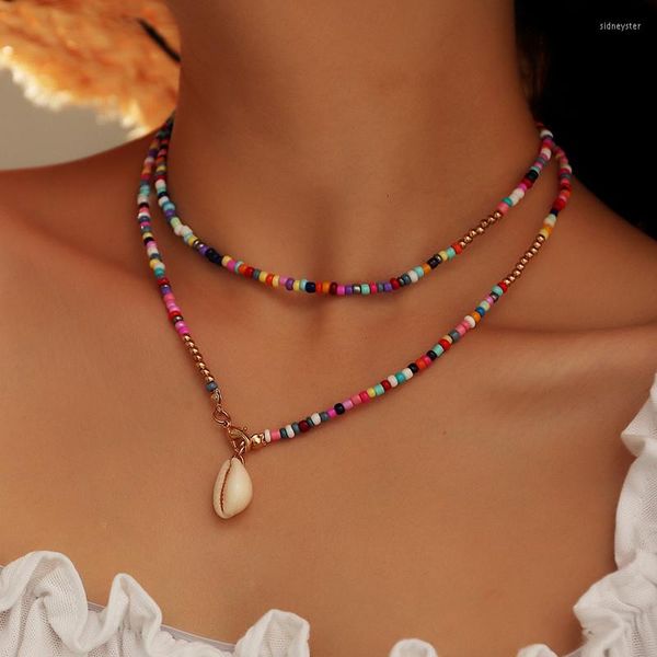 Anhänger Halsketten Modyle Bohemian Bunte Perle Shell Halskette Für Frauen Sommer Kurze Perlen Kragen Schlüsselbein Choker Weiblichen Schmuck