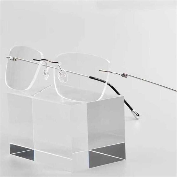 Luxus-Designer-Mode-Sonnenbrillen 20 % Rabatt auf Maßanfertigung mit optischer Sehstärke, selbsttönend, klassische große Legierung, randlose Anti-Blau-Kurzsichtigkeit, Kurzsichtbrille, Kajia