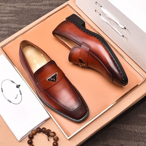 2023 Männer formale Kleid Schuhe handgemachte Brogue Stil echtes Leder Party Hochzeit Schuhe Marke Designer Freizeit Männer gestrickte Wohnungen Oxfords Größe 38-45