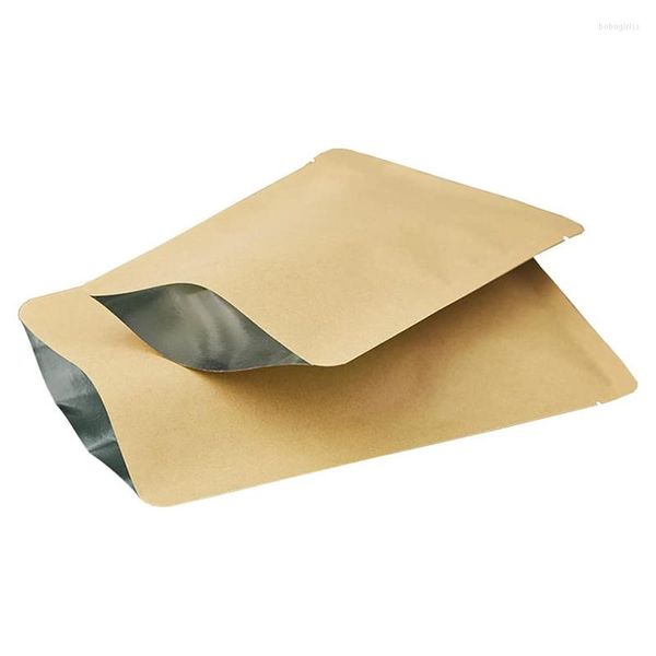 Aufbewahrungsbeutel, dick, weiß, braun, oben offen, Kraftpapier-Verpackung, Lebensmittelpulver, Kaffeebohnen, Aluminiumfolie, innen heißversiegelbare flache Beutel