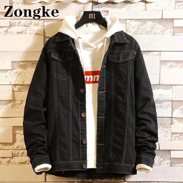 Jackets masculinos Zongke jeans sólidos casaco casual de streetwear japonês masculino 2023 Chegadas do colégio M-3xl