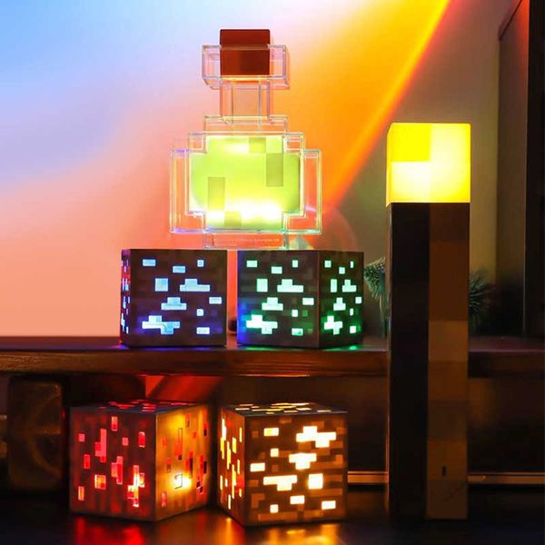 Nachtlichter Spiel Erz Brownstone Taschenlampe LED Nachtlampe USB wiederaufladbar Schlafzimmer Dekoration Tischlampen Kinder Kinder Geschenke Licht P230325