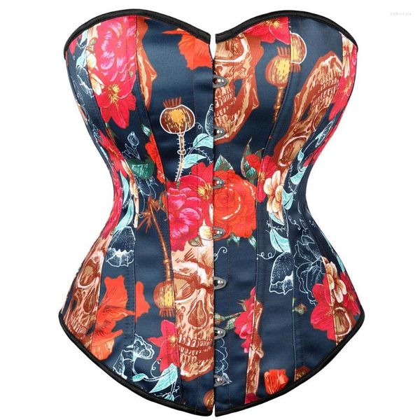 Bustiers Corsets vintage Floral Pattern Feminino Corset Boned Lace Up Overbust Bustier Gothic Cister Cincher Corselet Lingerie