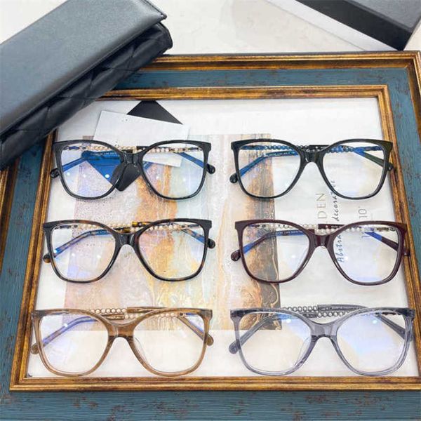 Óculos de sol de designer de luxo 20% de desconto em líquido de Xiao Xiangjia do mesmo tipo Pearl Myopia Ópula moldura fêmea ch3441