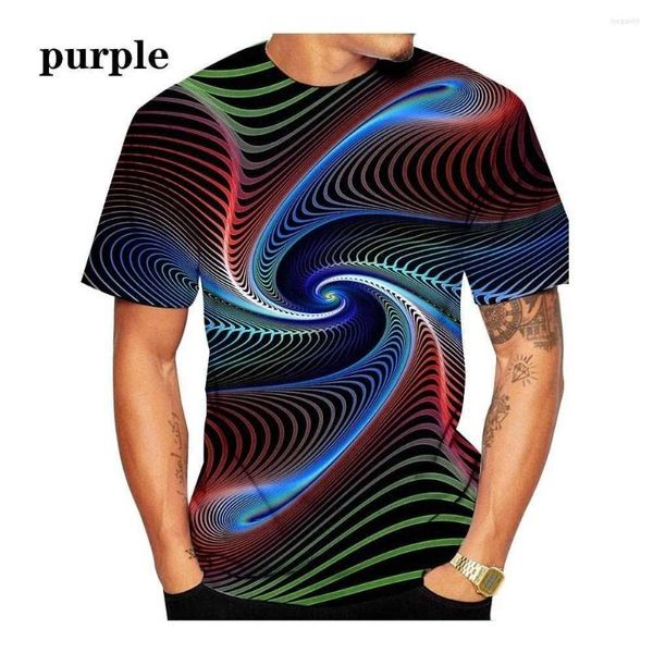 Camisetas masculinas 2023 3D Vertigo Padrão de spin campa