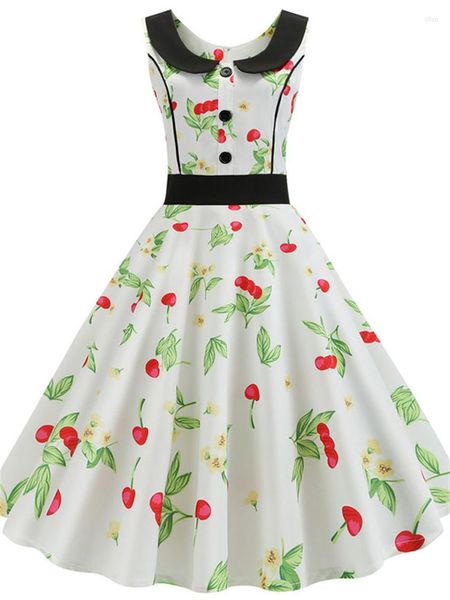 Vestidos casuais 2023 Harajuku Mulheres Vestido Vintage Vintage Dress Sundress Collor Elegante Partido Pin Up Rockabilly Vestidos