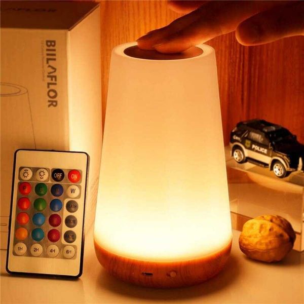 Luces nocturnas, lámpara de mesa que cambia de 13 colores, lámparas de noche para dormitorio, luz nocturna táctil RGB, control remoto regulable, habitación recargable por USB P230325