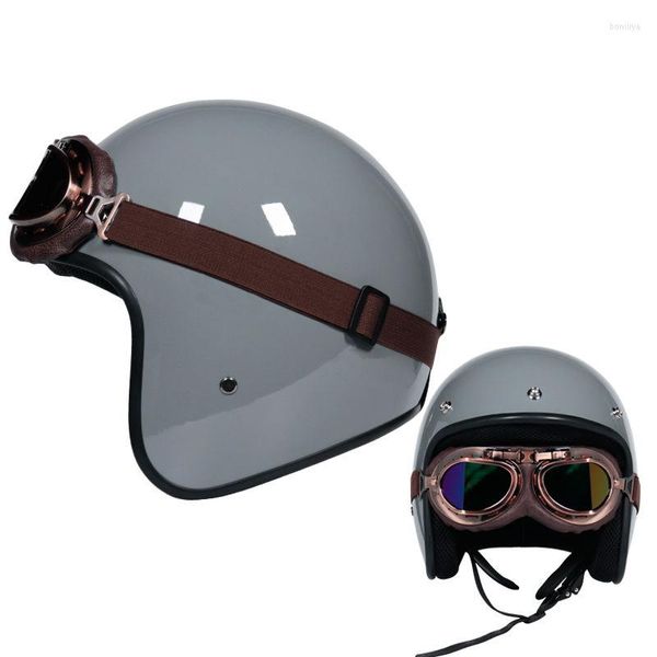 Motorradhelme 3/4 Open Face Helm Cafe Racer Chopper Mens Womens Vintage Retro Casco Moto Biker Pilot