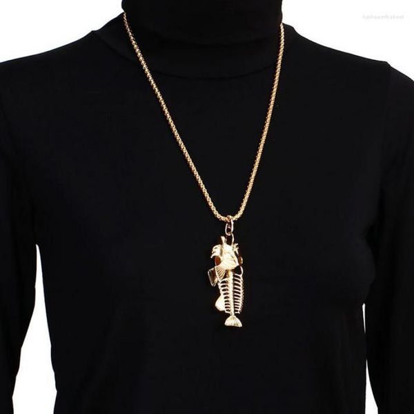 Подвесные ожерелья Utrend Fish Bone Dony Sweater Chain Collese для женщин панк заявление Hippie Hop Jewelry