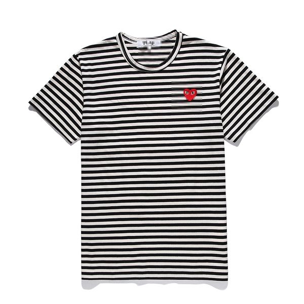 Designer TEE T-shirt da uomo CDG Com Des Garcons PLAY T-shirt a maniche corte con cuore rosso a righe Nero/Bianco Taglia XL tee