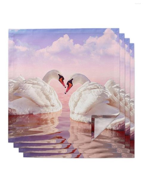 Tovagliolo da tavola 4 pezzi White Swan Lake Nuvole Purple Glow Square 50cm Decorazione di nozze Panno Cucina Cena Tovaglioli