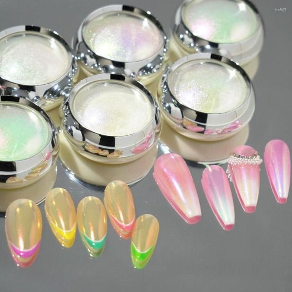 Unghie Finte Manicure Nail Glitter Polvere Specchio Polvere Bianca Pigmento Conchiglia Perla Aurora