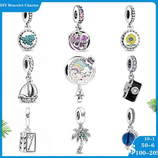 925 Silberperlen Charms für Pandora Charm-Armbänder Designer für Frauen Filmklappe Regenbogenblume für Frauen Schmuckherstellung Berloque