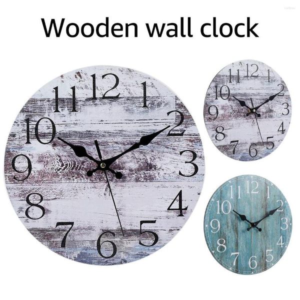 Настенные часы набор часов деревянный висящий 10-дюймовый тихий нецеловой декоративный ретро-круглый батарея управляется
