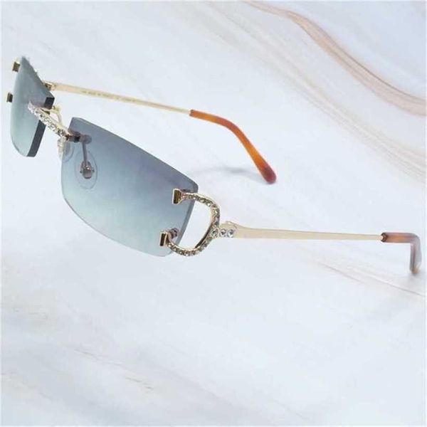 20% de desconto em designer de luxo Novos óculos de sol masculinos e femininos 20% de fora homens Mulheres Chegada de aro Rhinestones Man Man Glass Wire Iced Out Shades Eyewear