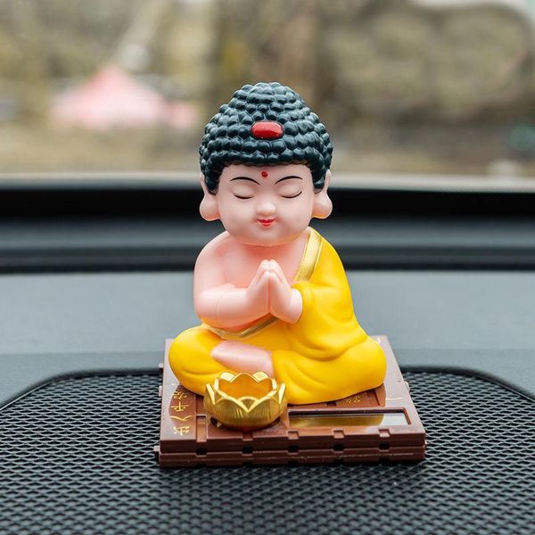 Dekorative Figuren Objekte Solar Wackelnde Buddha-Statue Maskottchen Zuhause Auto Innendekoration Lucky Tathagata Feng Shui Crafts DecorativeDe