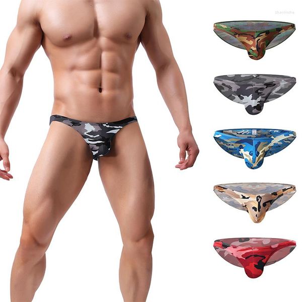 Underpants woxuan roupas íntimas sexy machos calcinha impressa masculino de nylon masculino de biquíni de garoto de biquíni Camuflagem