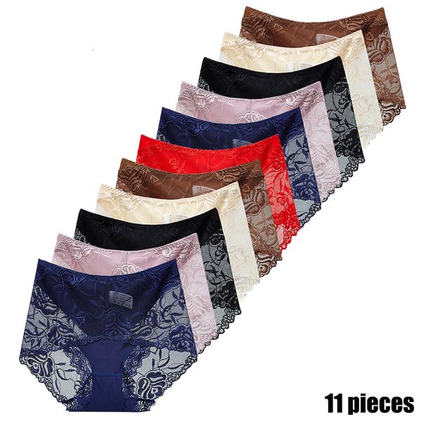 Calcinha feminina 11Pieces High Gality Cotton Feminina calcinha de renda bordada boutique cueca lingerie sexy de bordados sexy 230325