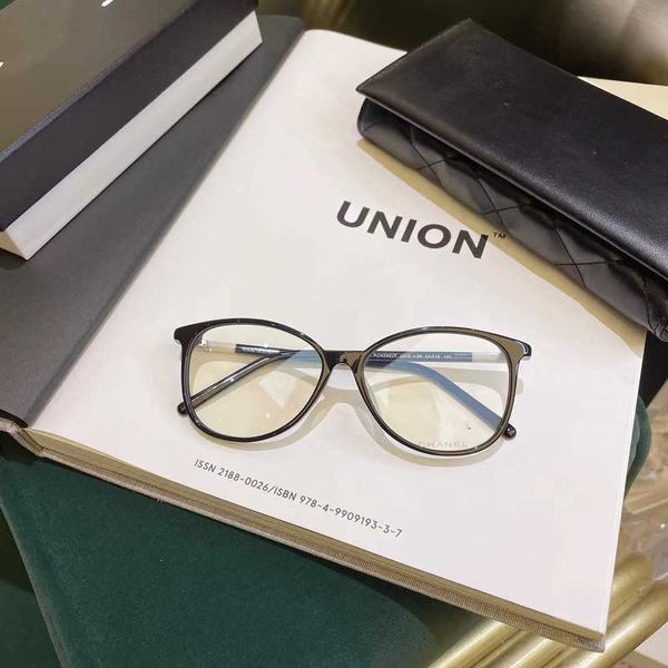 Luxus-Designer-Sonnenbrillen für neue Männer und Frauen 20 % Rabatt auf schwarz-weißes Schachbrettmuster 3373 Katzenaugen großer Rahmen rundes Gesicht dünne weibliche Kurzsichtigkeitsbrille Anti-Blaulicht