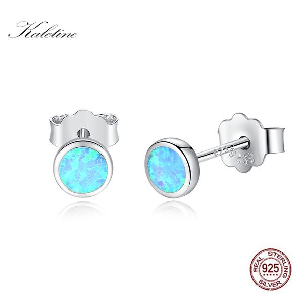 Ohrstecker KALETINE Blauer Opal 925 Sterling Silber Ohrringe für Frauen Geschenkrückseite für winzigen Modeschmuck 4mm5mm6mm7mm8mm 230325
