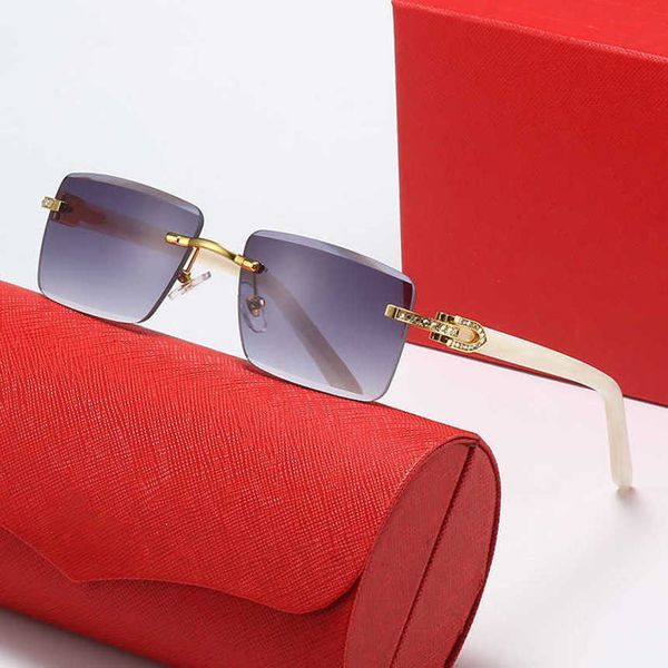 Luxus-Designer-Mode-Sonnenbrillen 20 % Rabatt auf rahmenlose, diamantbesetzte Fashion-Plate-Leg-Brillen