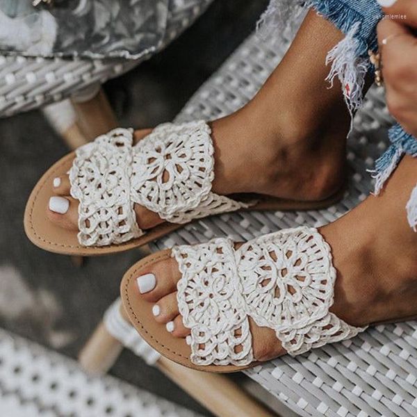 Terlik Bohemia Kadınlar Flats Moda Sandalet Yaz Günlük Plaj Ayakkabıları 2023 Trend Tasarımcı Slingback Slaytlar Flip-Flops