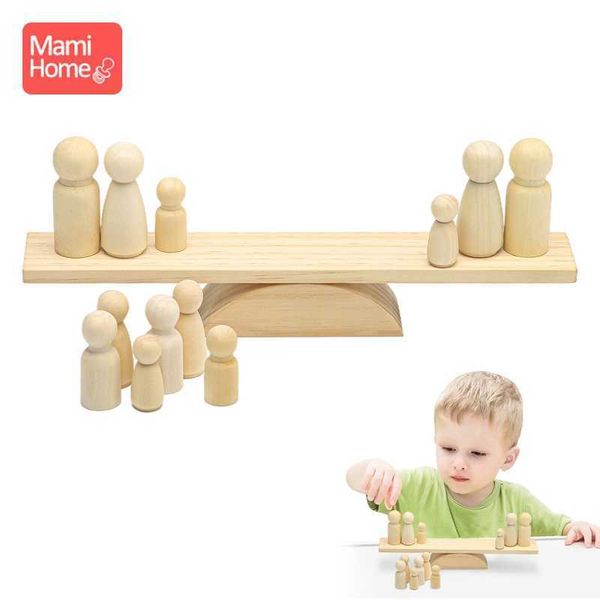 Waage DIY Ahorn Puppe Baby Puzzle Training Konstruktor für Kinder Geschenke Holzspielzeug