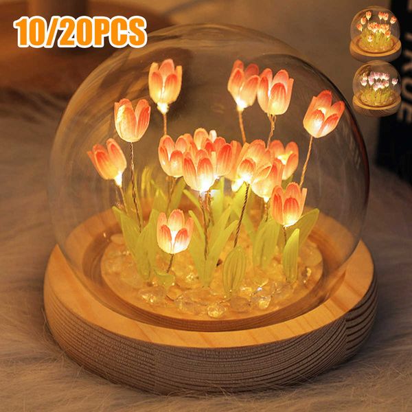 Nachtlichter, Tulpen-Nachtlicht, handgefertigt, DIY-Nachttischlampe mit Kleber, LED-Nachtlampe, Tischlampe, Valentinstagsgeschenk, Schreibtischlampe, Schlafzimmer-Dekoration, P230325